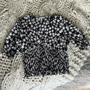 Leith Nordstrom Smocked Flower Blouse